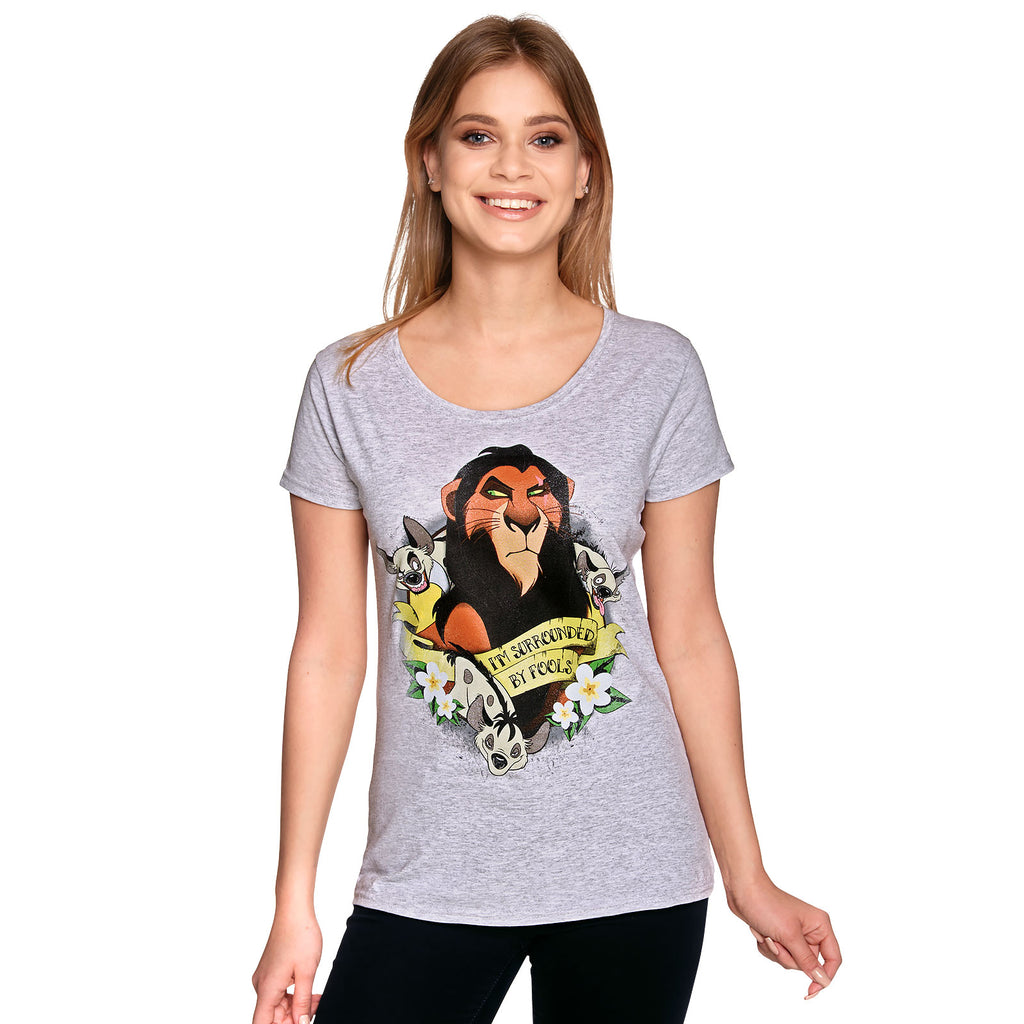 Imagen del producto El Rey León - Scar Rodeado de Tontos Camiseta de Mujer Gris