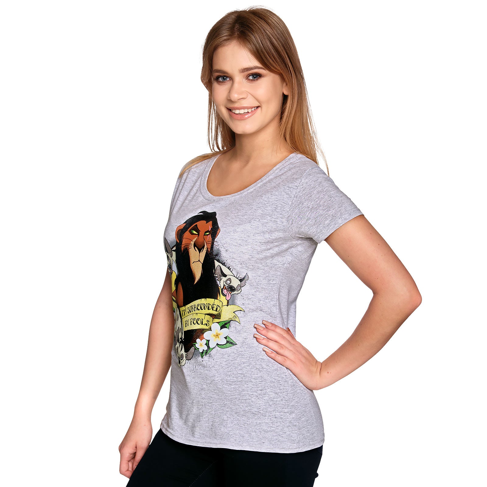 Imagen del producto El Rey León - Scar Rodeado de Tontos Camiseta de Mujer Gris