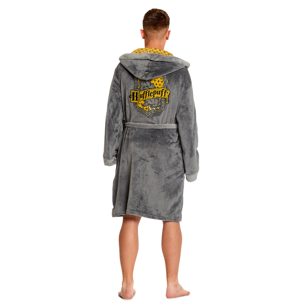 Imagen del producto Harry Potter - Bata de baño con escudo de Hufflepuff gris