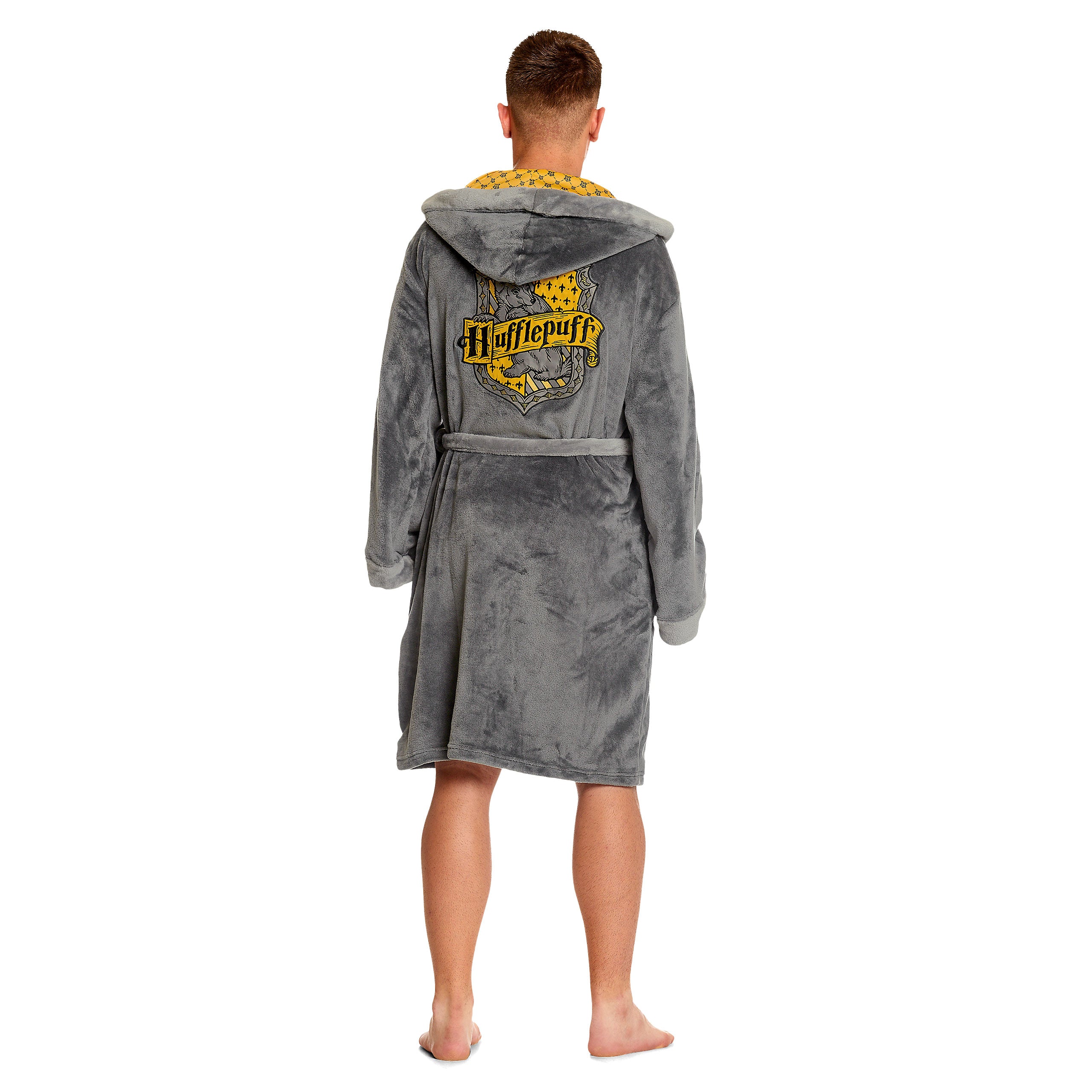 Imagen del producto Harry Potter - Bata de baño con escudo de Hufflepuff gris