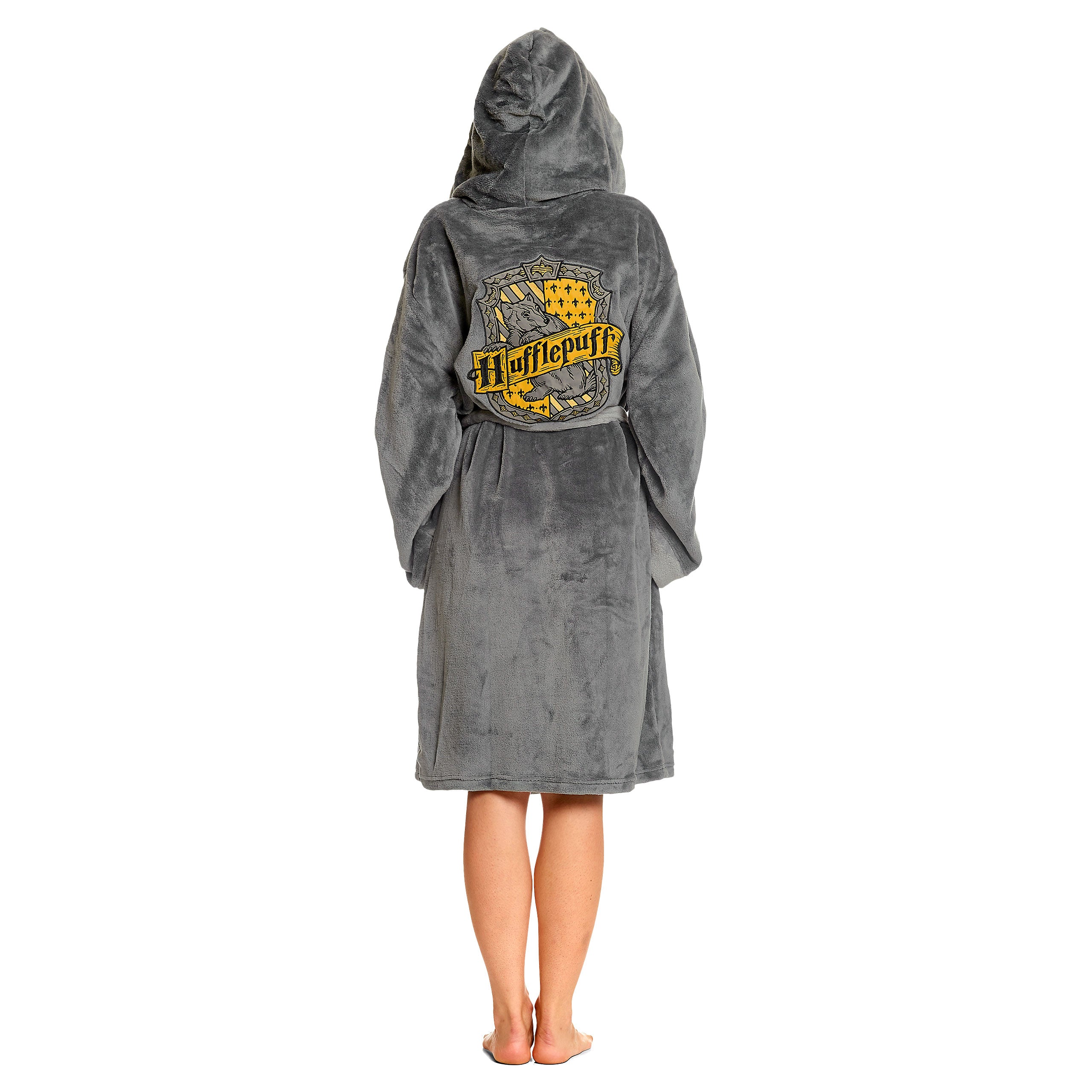 Imagen del producto Harry Potter - Bata de baño con escudo de Hufflepuff gris