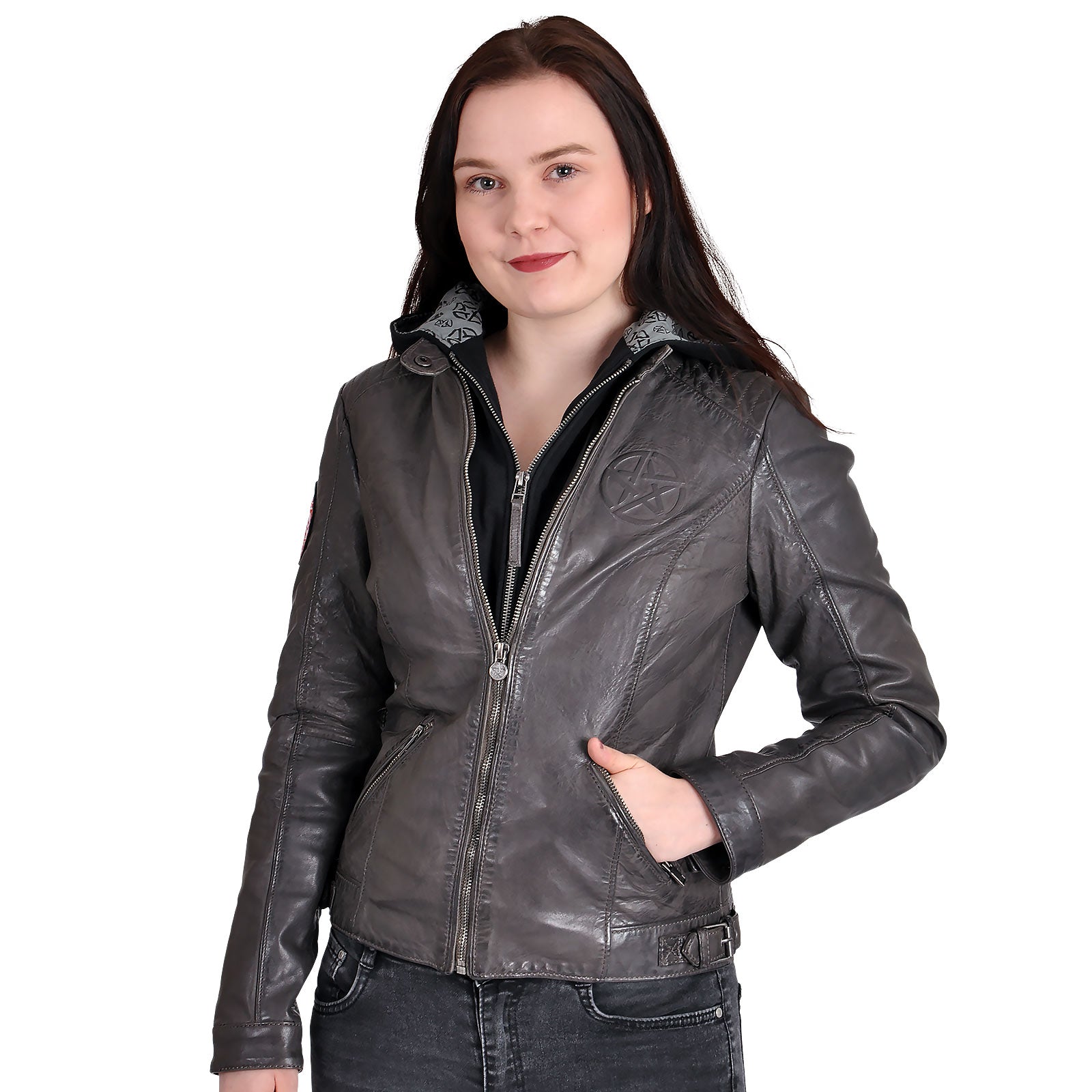 Imagen del producto Supernatural - Chaqueta de cuero para mujer con símbolo de anti posesión