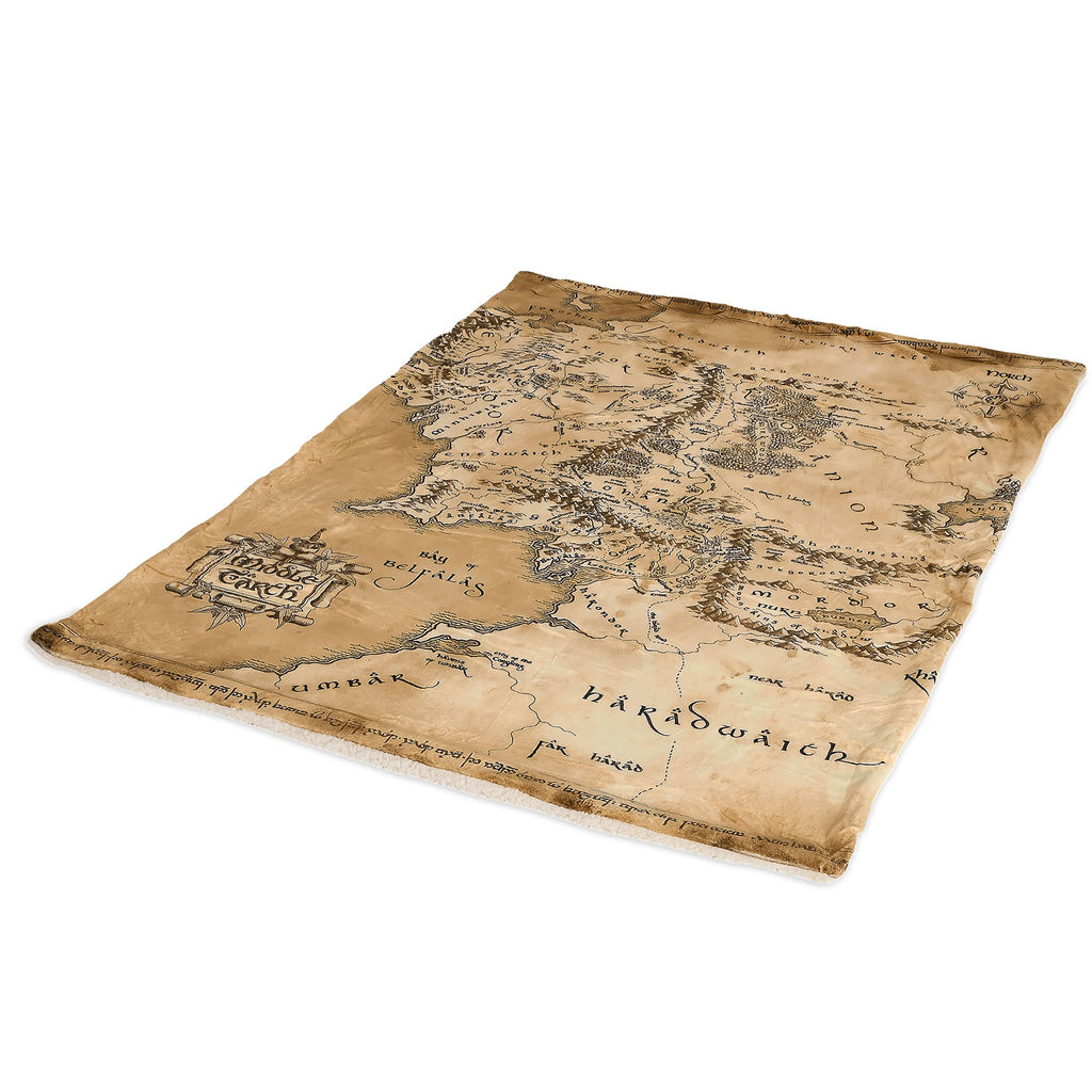 Imagen del producto El Señor de los Anillos - Manta suave con mapa de la Tierra Media y forro de peluche