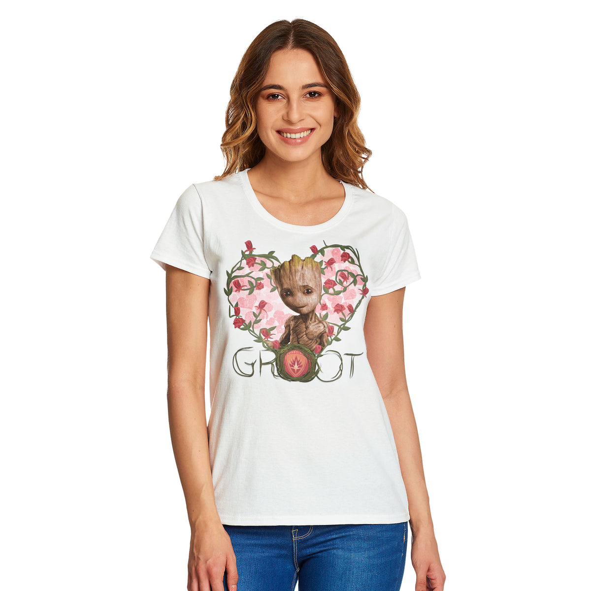 Imagen del producto Guardians of the Galaxy - Camiseta de mujer Baby Groot Heart blanca