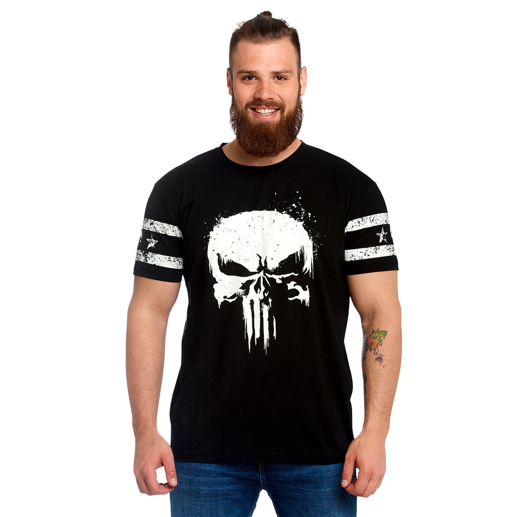 Imagen del producto Punisher - Camiseta con logo de calavera y estampado en la manga negra