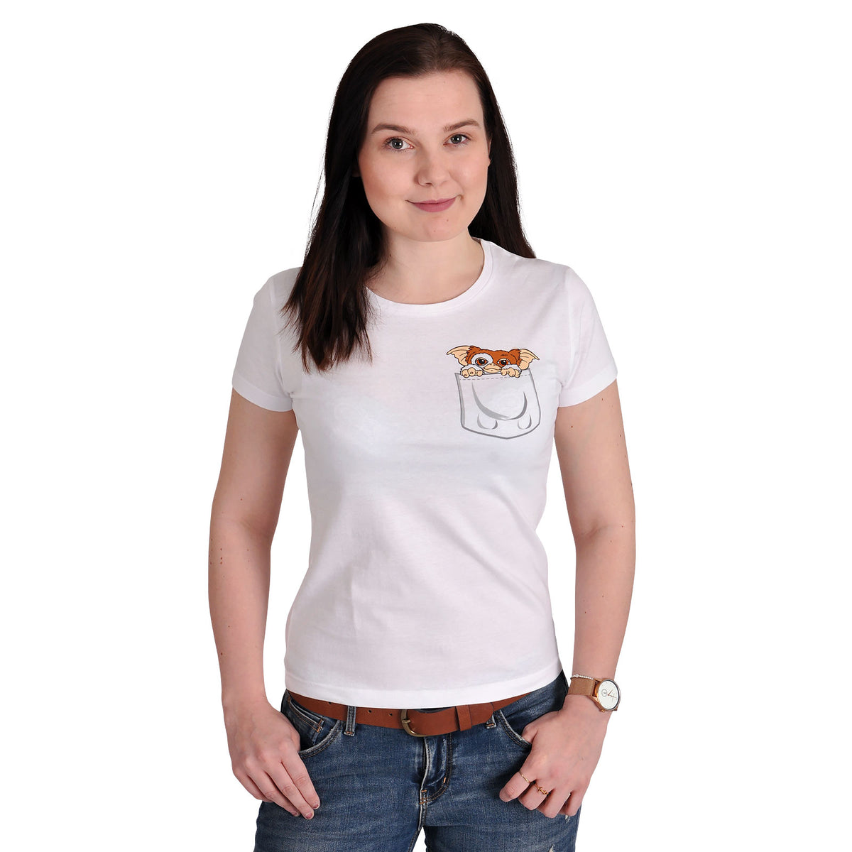 Imagen del producto Gremlins - Camiseta de bolsillo Gizmo para mujer blanca