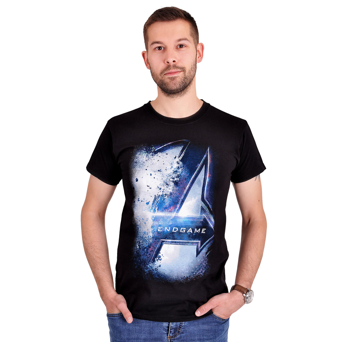 Imagen del producto Camiseta negra con logo de Avengers - Endgame Bursted