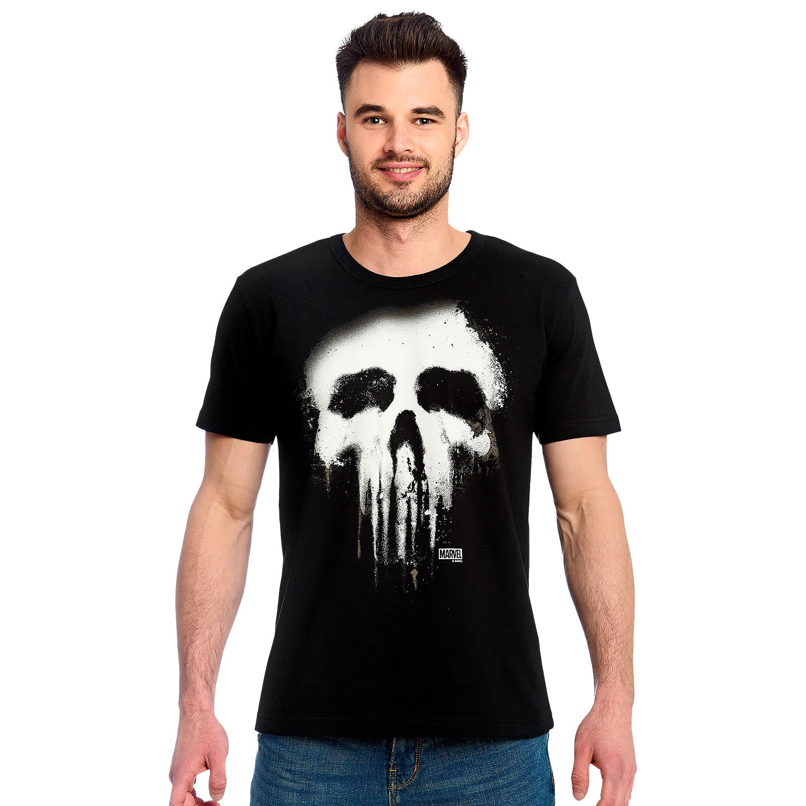 Imagen del producto Punisher - Camiseta negra con logo de calavera descolorida