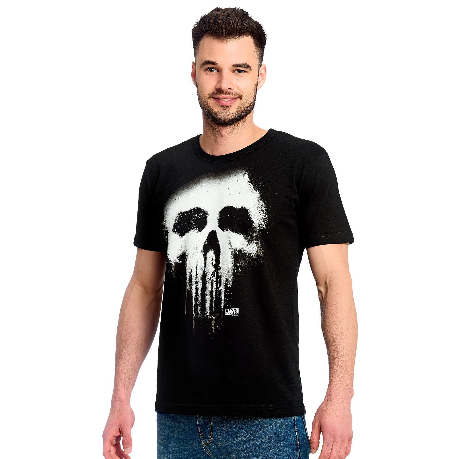 Imagen del producto Punisher - Camiseta negra con logo de calavera descolorida