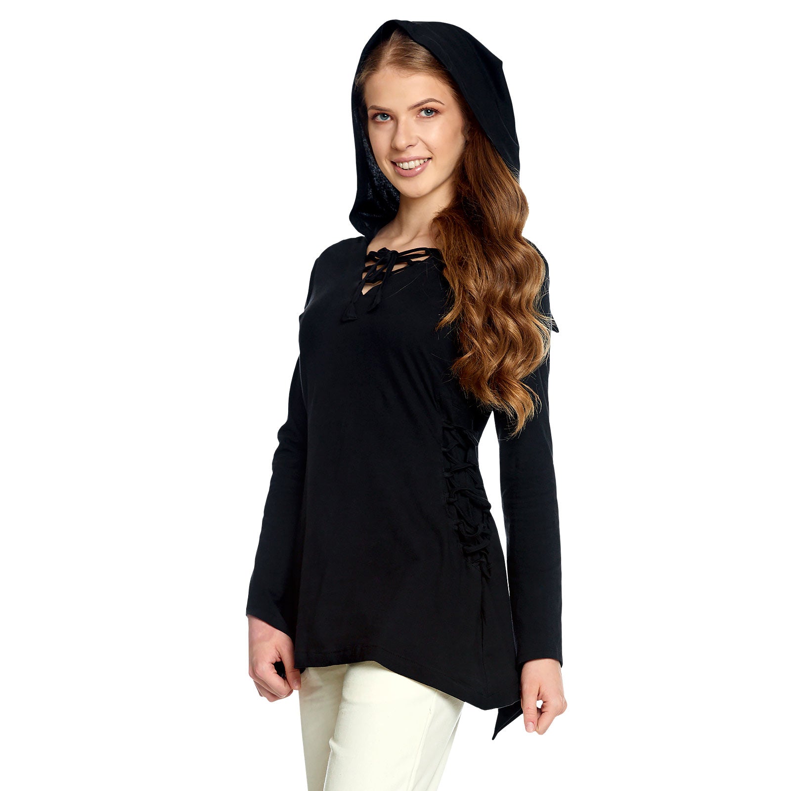 Imagen del producto Blusa medieval Lea con capucha negra