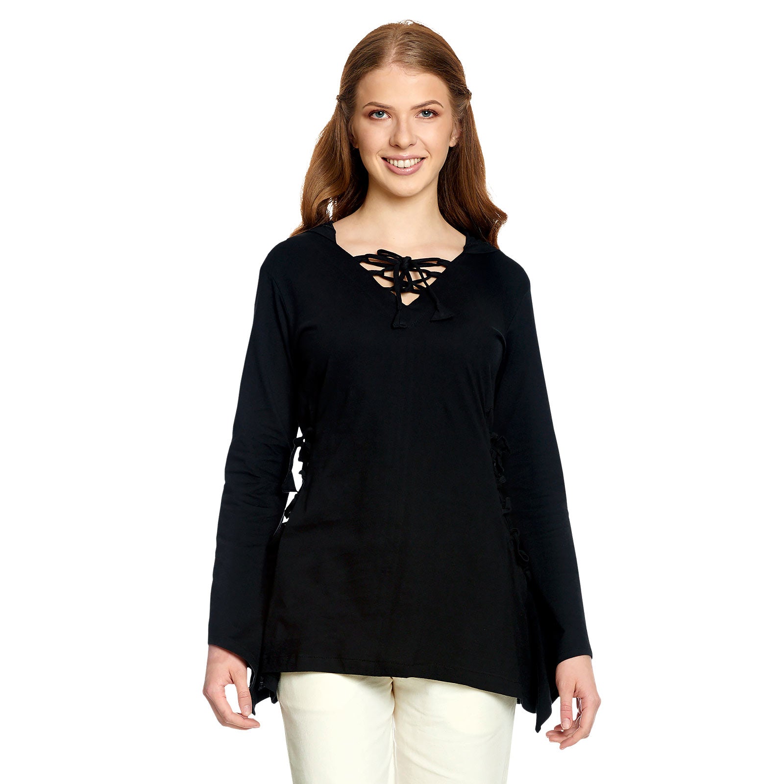 Imagen del producto Blusa medieval Lea con capucha negra