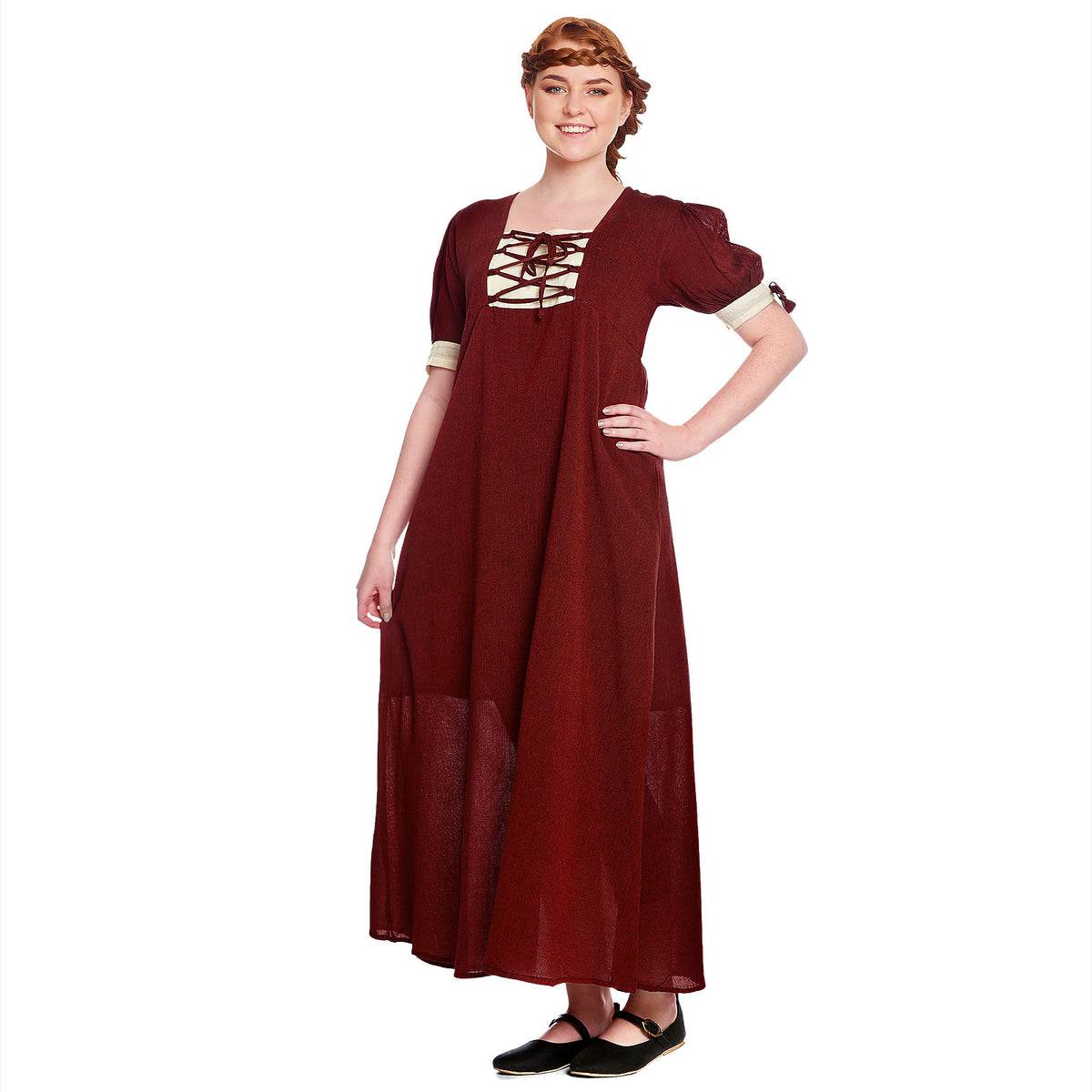 Imagen del producto Vestido de verano medieval Lysa rojo-beige