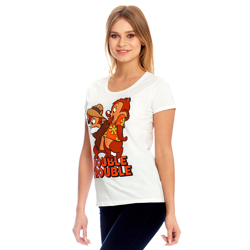 Imagen del producto Chip y Dale - Camiseta de mujer Double Trouble blanca