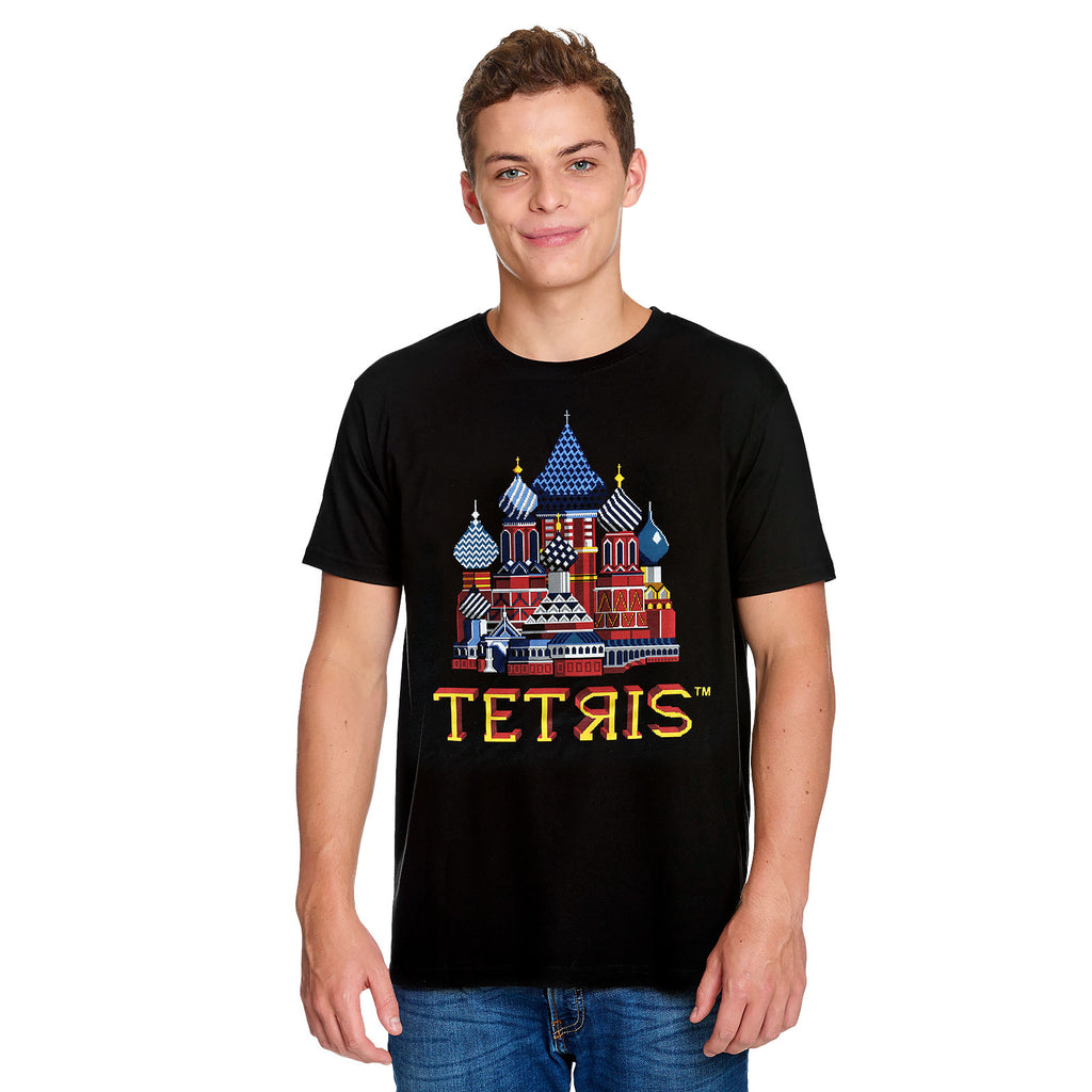Imagen del producto Tetris - Camiseta negra de la pantalla de título del cuadrado rojo