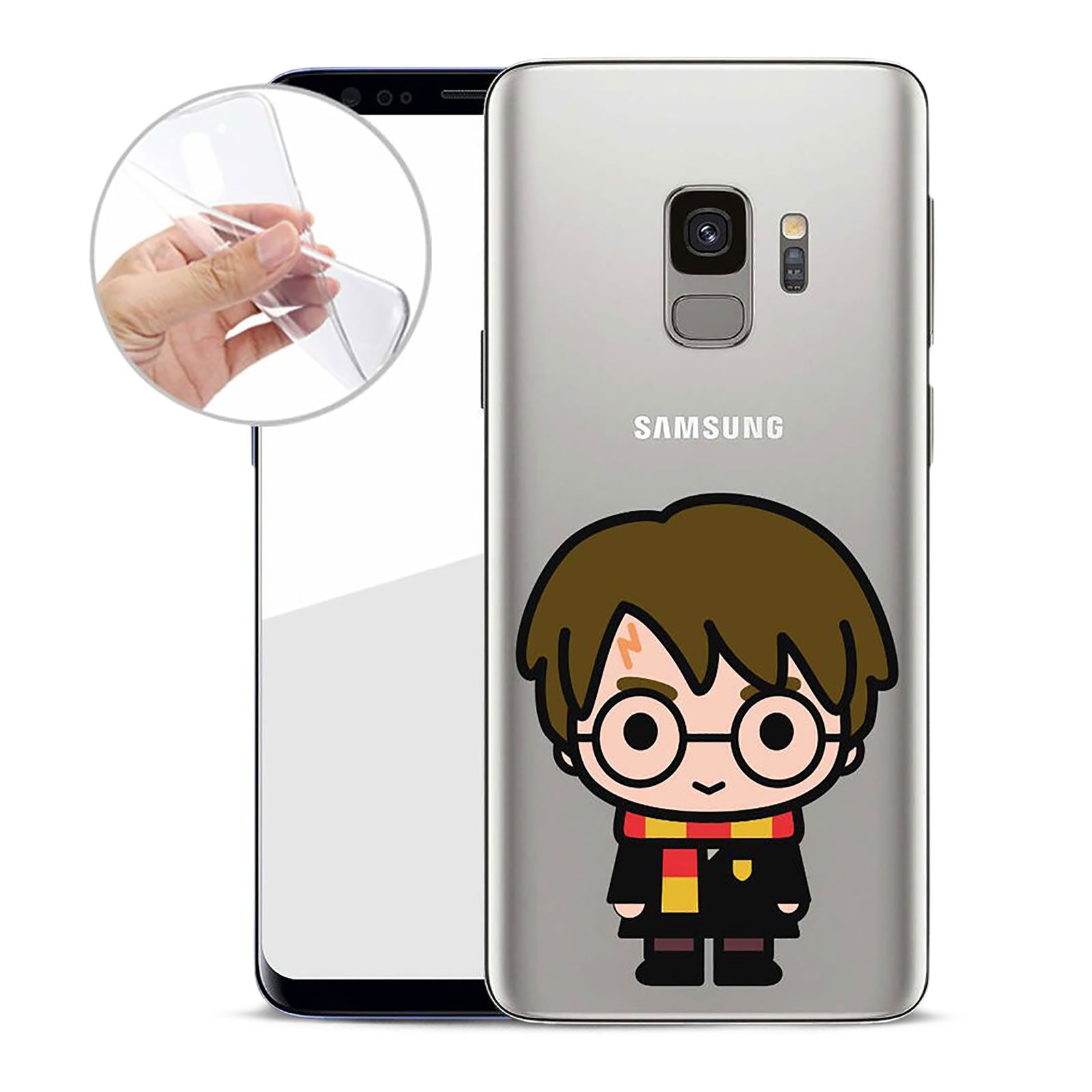 Imagen del producto Harry Potter - Funda de silicona transparente Chibi para Samsung Galaxy S9