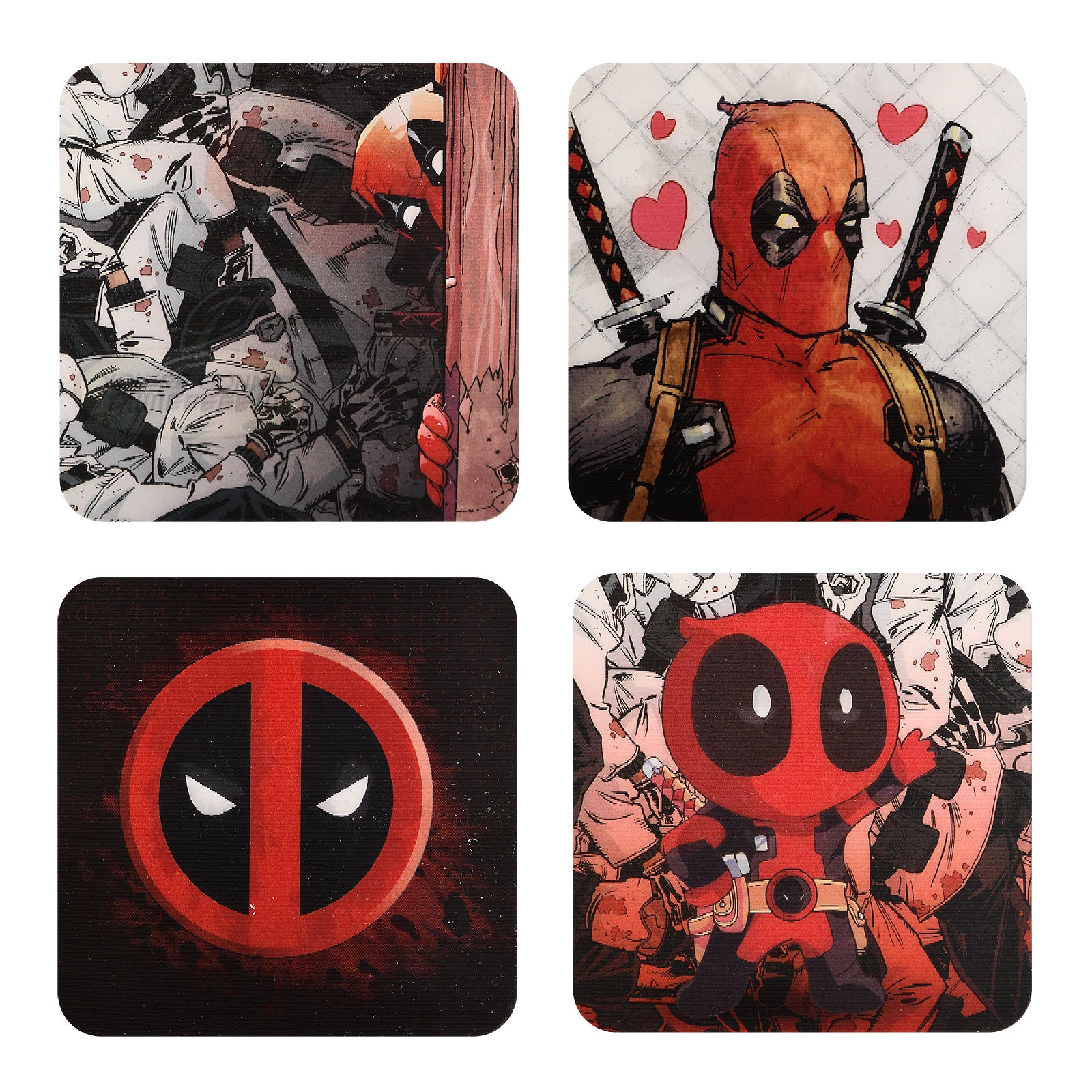 Imagen del producto Conjunto de 4 posavasos 3D de Deadpool