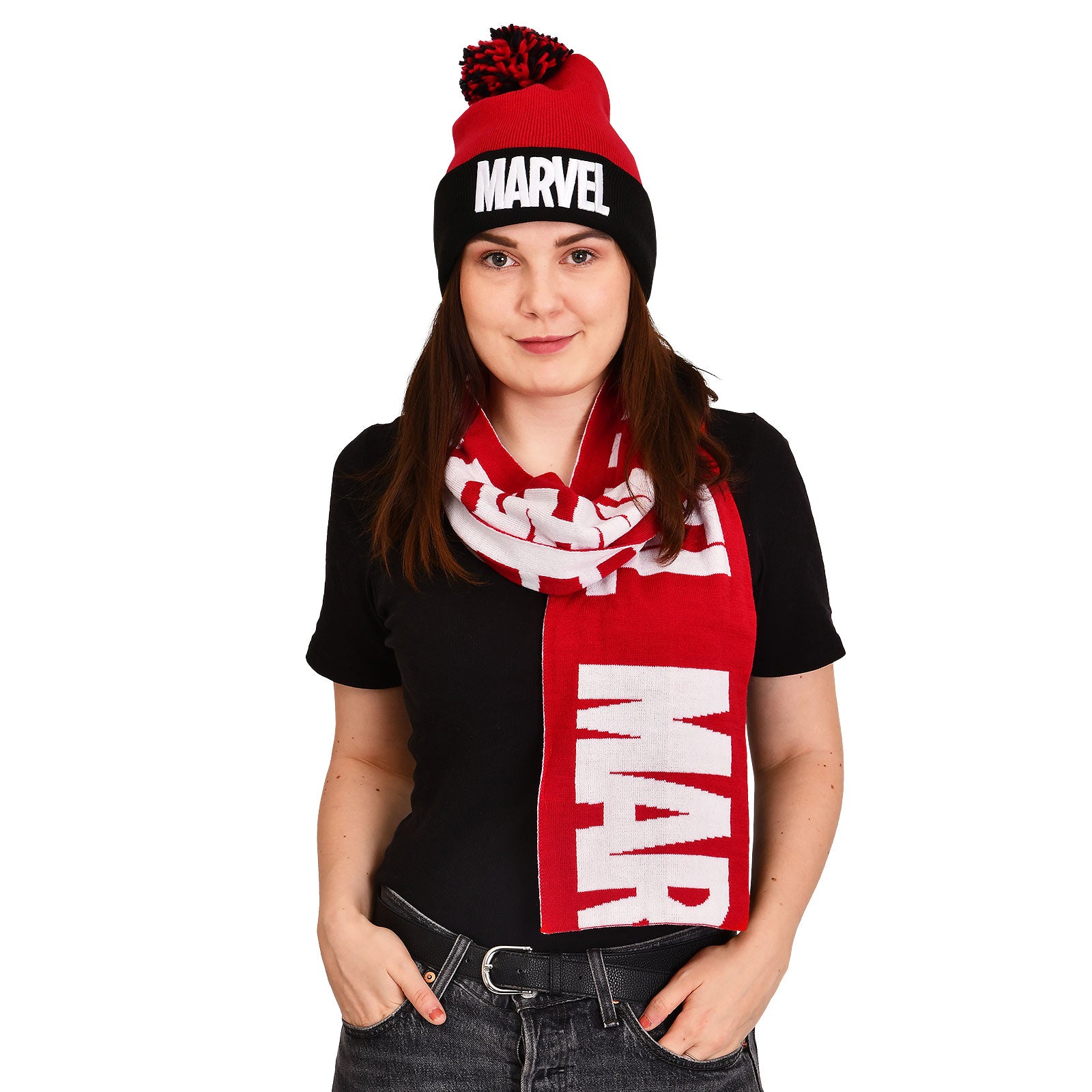 Imagen del producto Conjunto de regalo de gorro y bufanda de Marvel