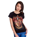 Imagen del producto Harry Potter - Camiseta de mujer con escudo de Gryffindor negra