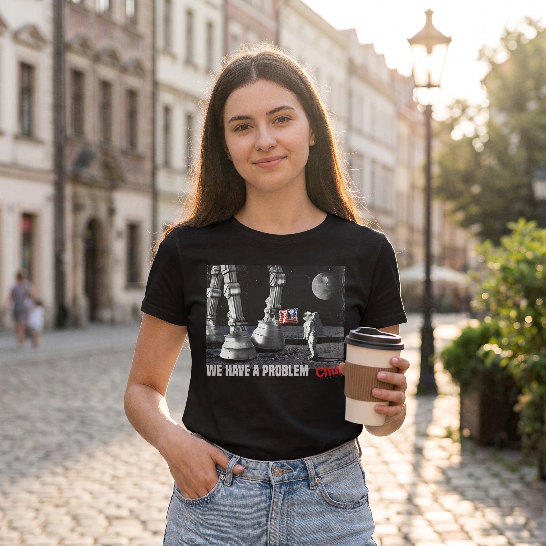 Imagen del producto Camiseta Houston Tenemos un Problema para Fans de Star Wars negra