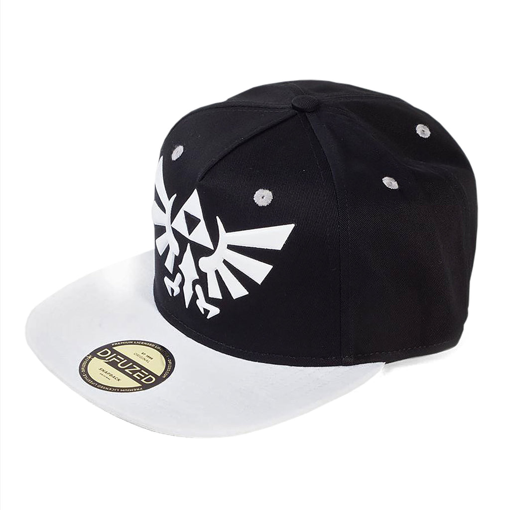 Imagen del producto Zelda - Gorra Snapback con logo de Hyrule en blanco y negro