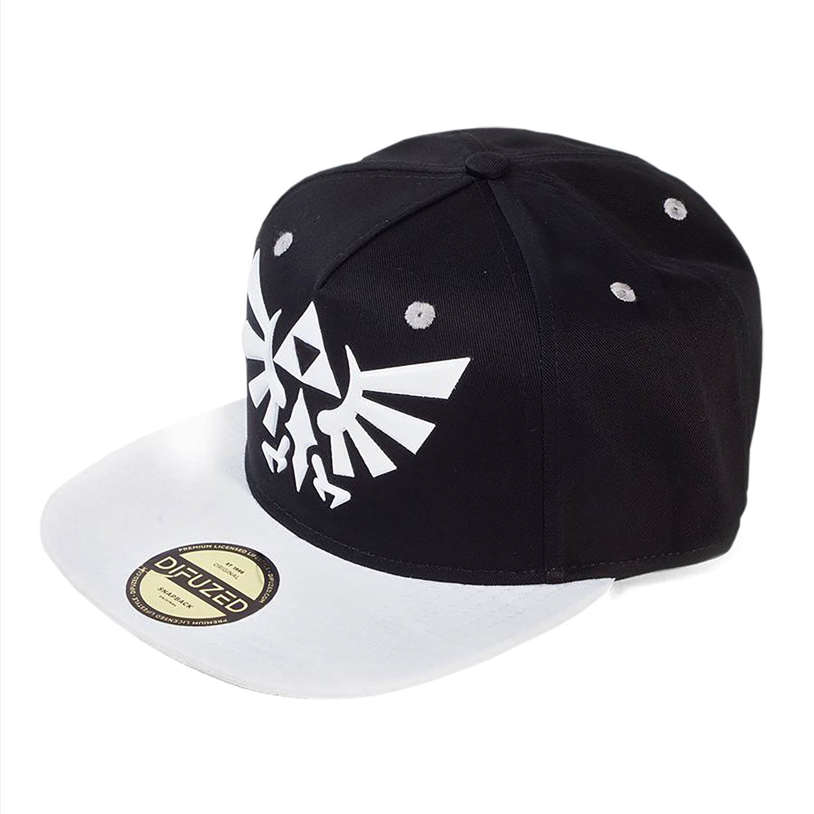 Imagen del producto Zelda - Gorra Snapback con logo de Hyrule en blanco y negro