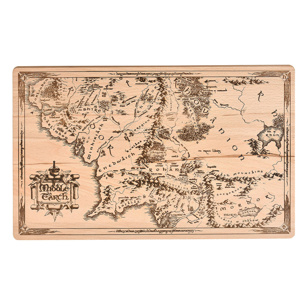 Imagen del producto Señor de los Anillos - Tabla de cortar de madera de haya con mapa de la Tierra Media