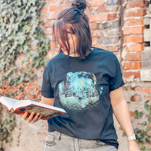 Imagen del producto Harry Potter - Camiseta negra con boceto de Hogwarts en la noche