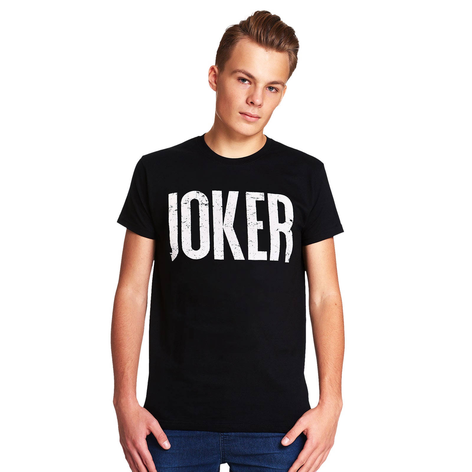 Imagen del producto Camiseta negra con logo de Joker Distressed