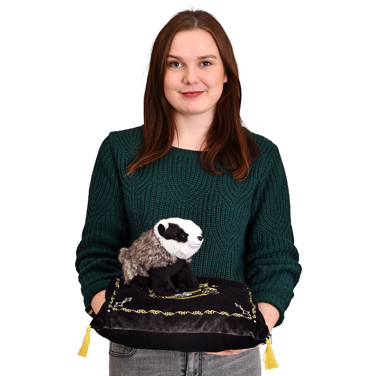 Imagen del producto Harry Potter - Cojín de escudo de Hufflepuff con figura de peluche