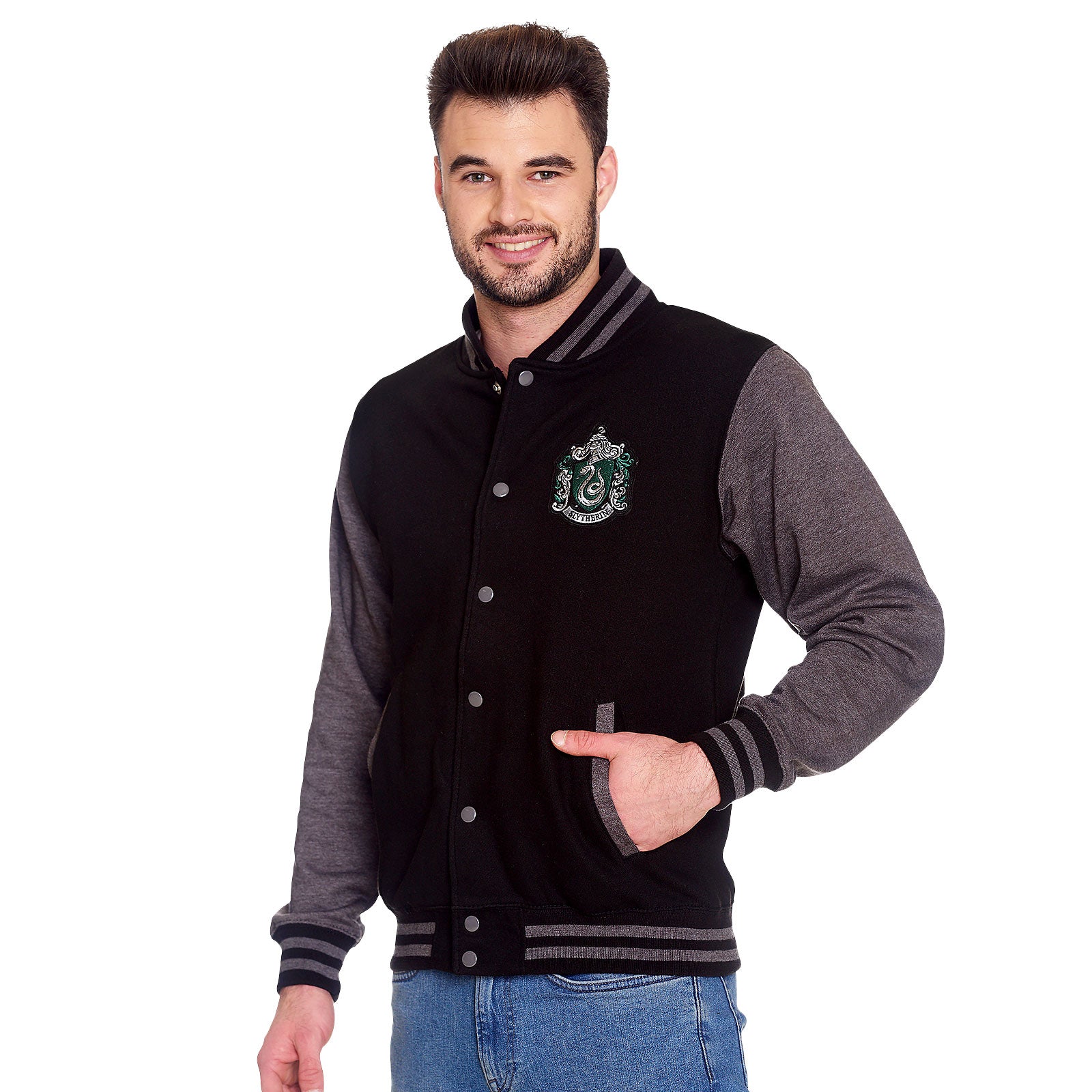 Imagen del producto Harry Potter - Chaqueta universitaria con escudo de Slytherin