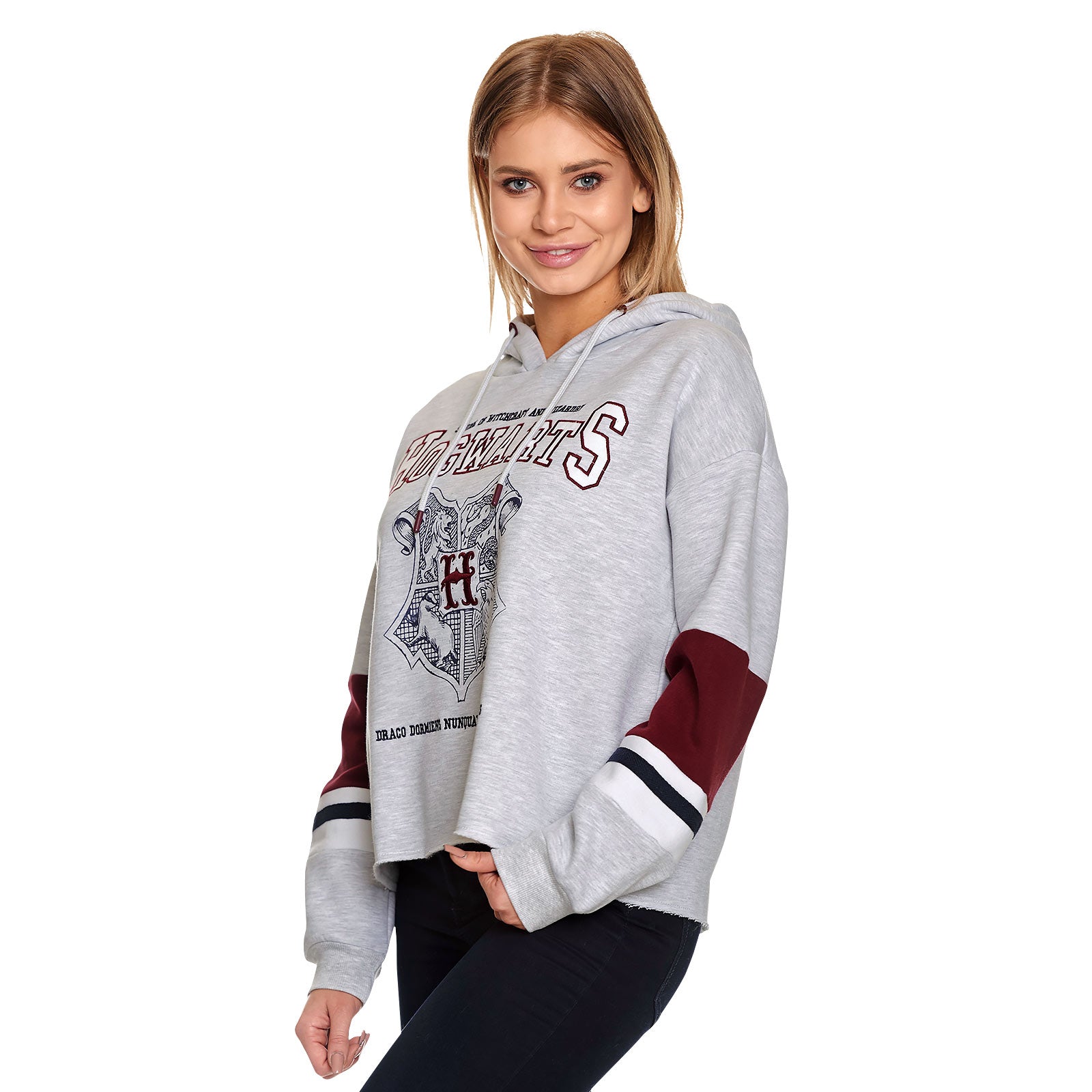 Imagen del producto Harry Potter - Hogwarts School Crop Hoodie para mujer gris