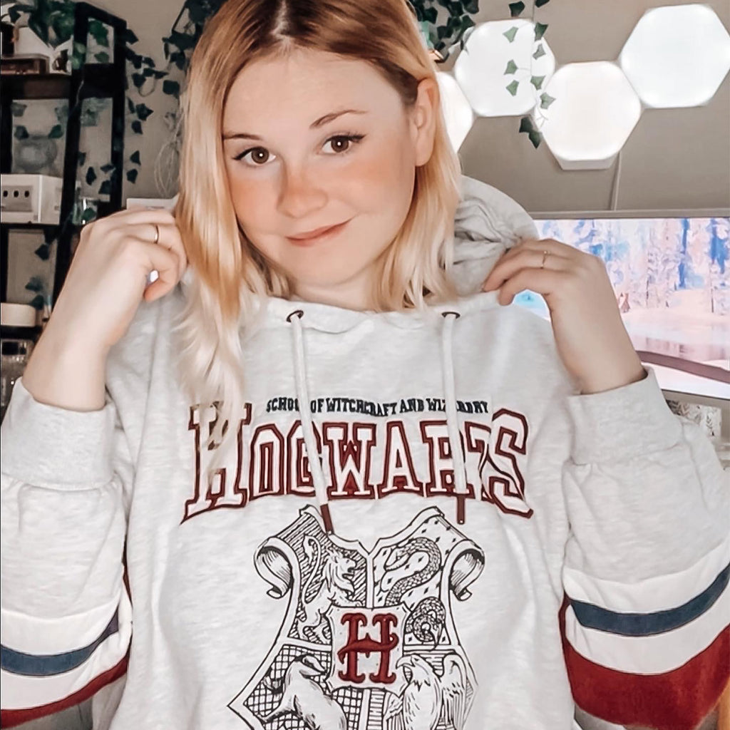 Imagen del producto Harry Potter - Hogwarts School Crop Hoodie para mujer gris