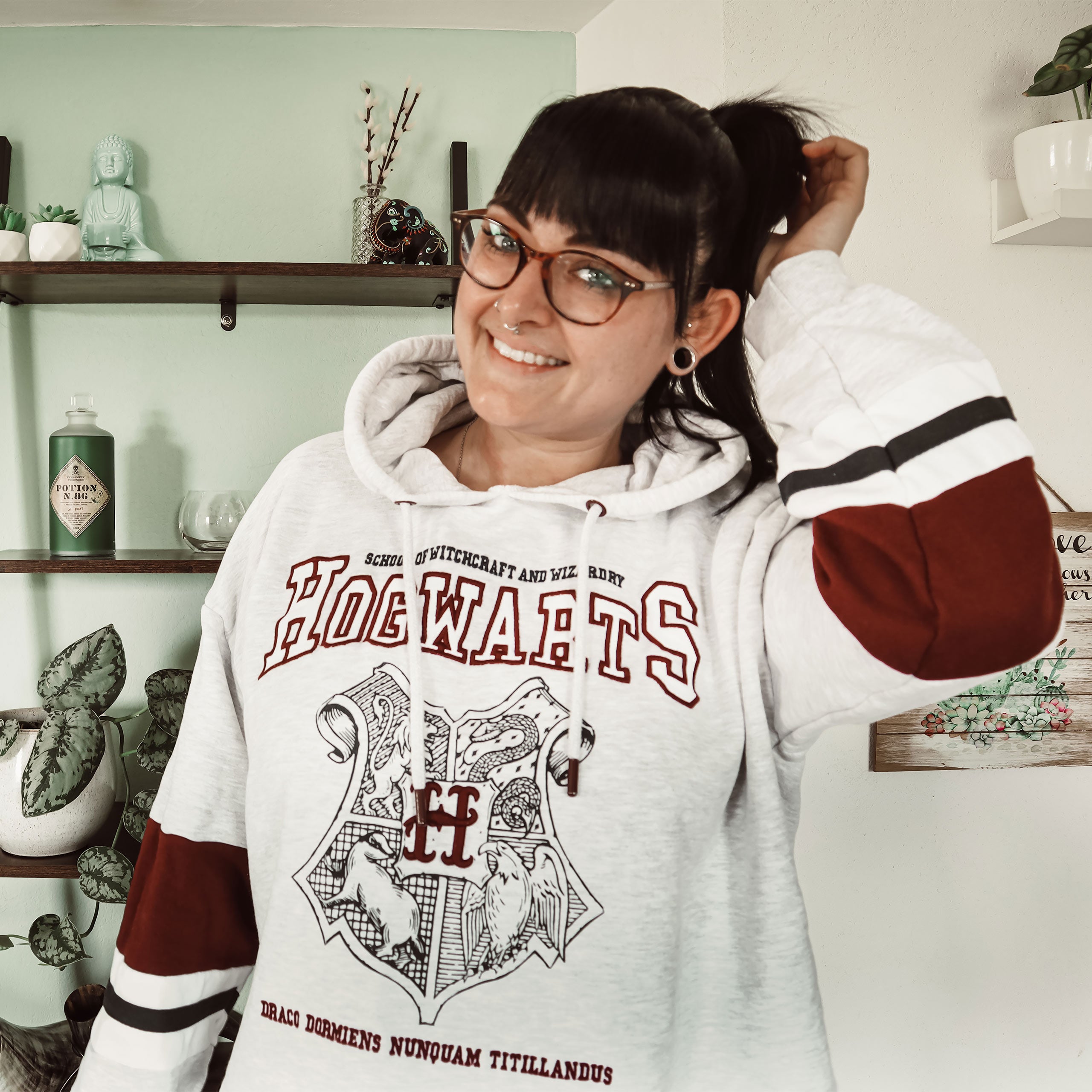 Imagen del producto Harry Potter - Hogwarts School Crop Hoodie para mujer gris