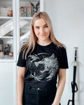 Imagen del producto Camiseta con emblema de lobo para fans de Witcher, negra