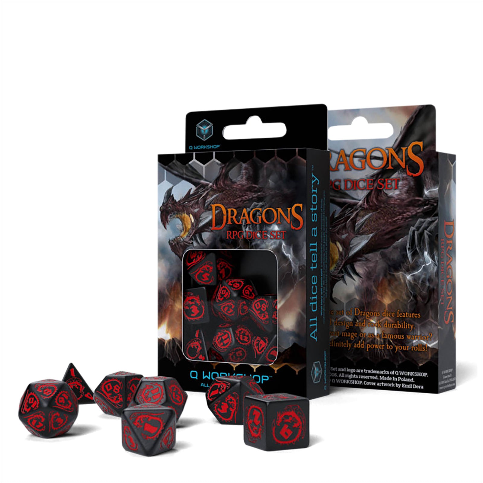 Imagen del producto Set de dados RPG Dragons 7 piezas negro