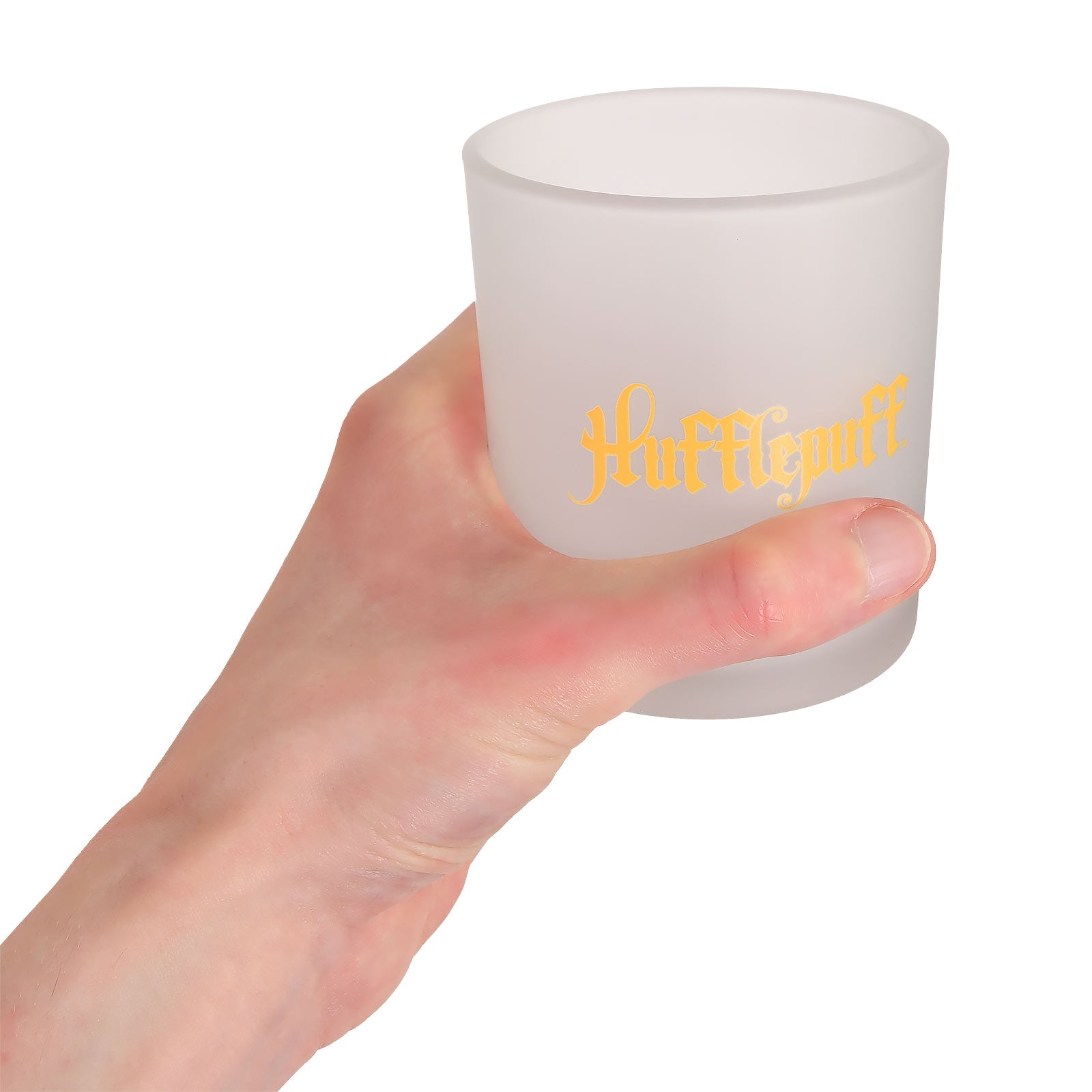 Imagen del producto Harry Potter - Vaso de vidrio de leche con escudo de Hufflepuff