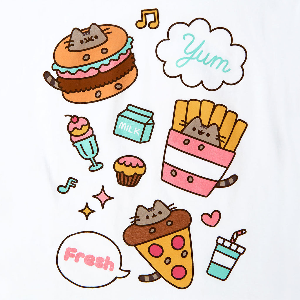 Imagen del producto Pusheen - Camiseta de comida para mujer en blanco
