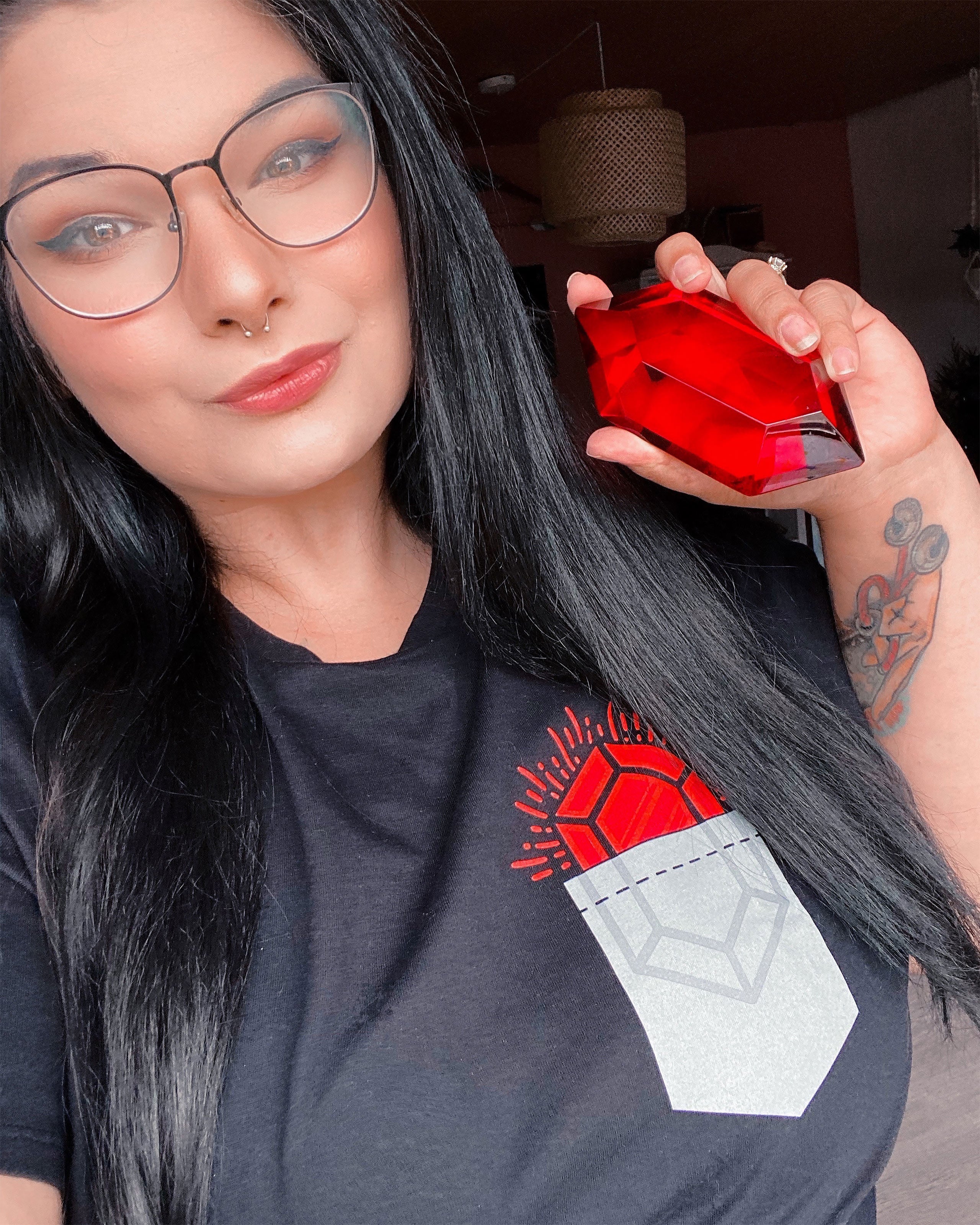 Imagen del producto Camiseta de bolsillo Rubí para fans de Zelda negra