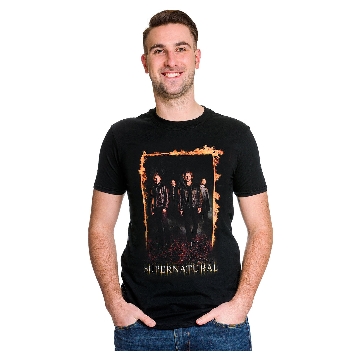 Imagen del producto Supernatural - Camiseta negra con póster de Burning Gate