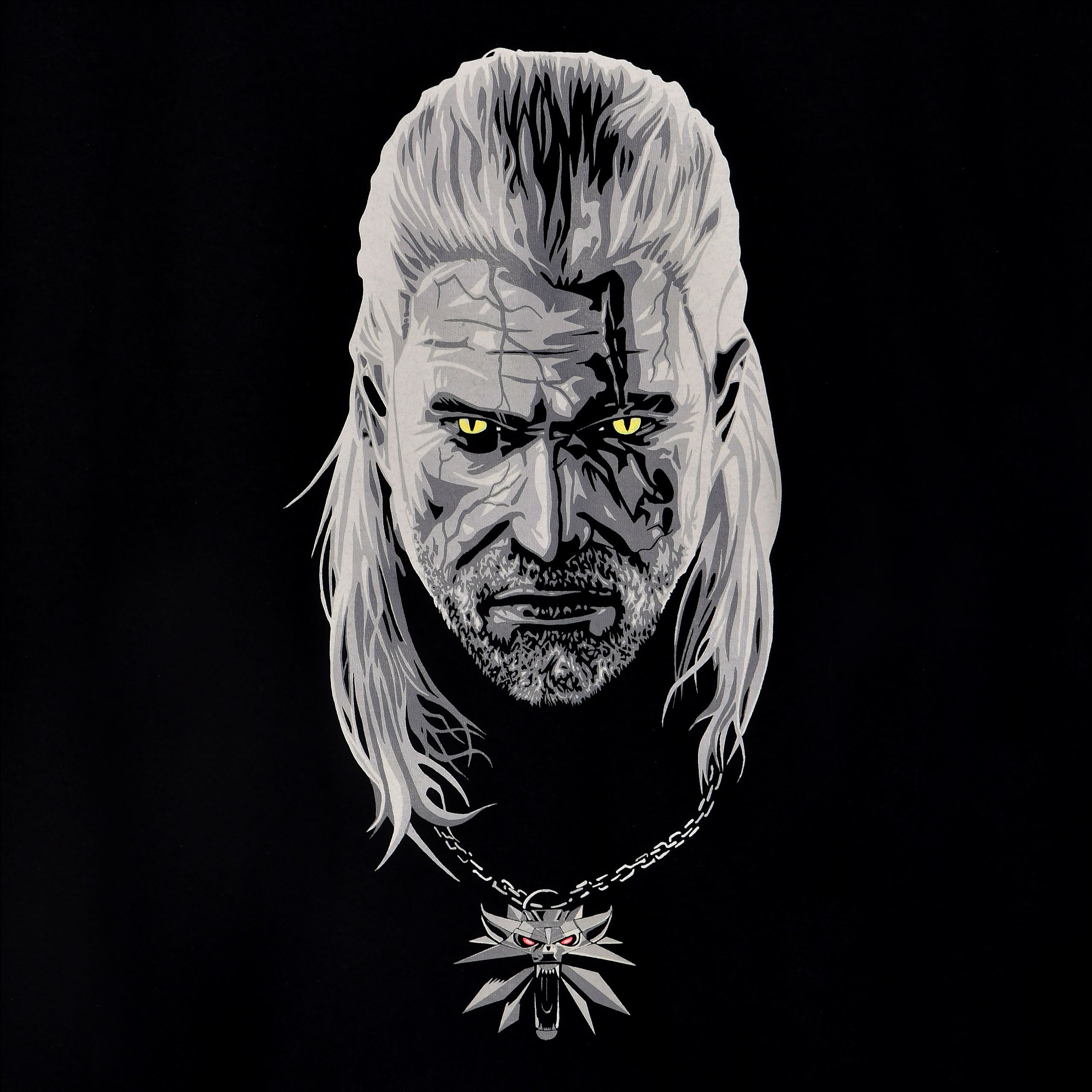 Imagen del producto Witcher - Camiseta negra de Geralt envenenado que brilla en la oscuridad