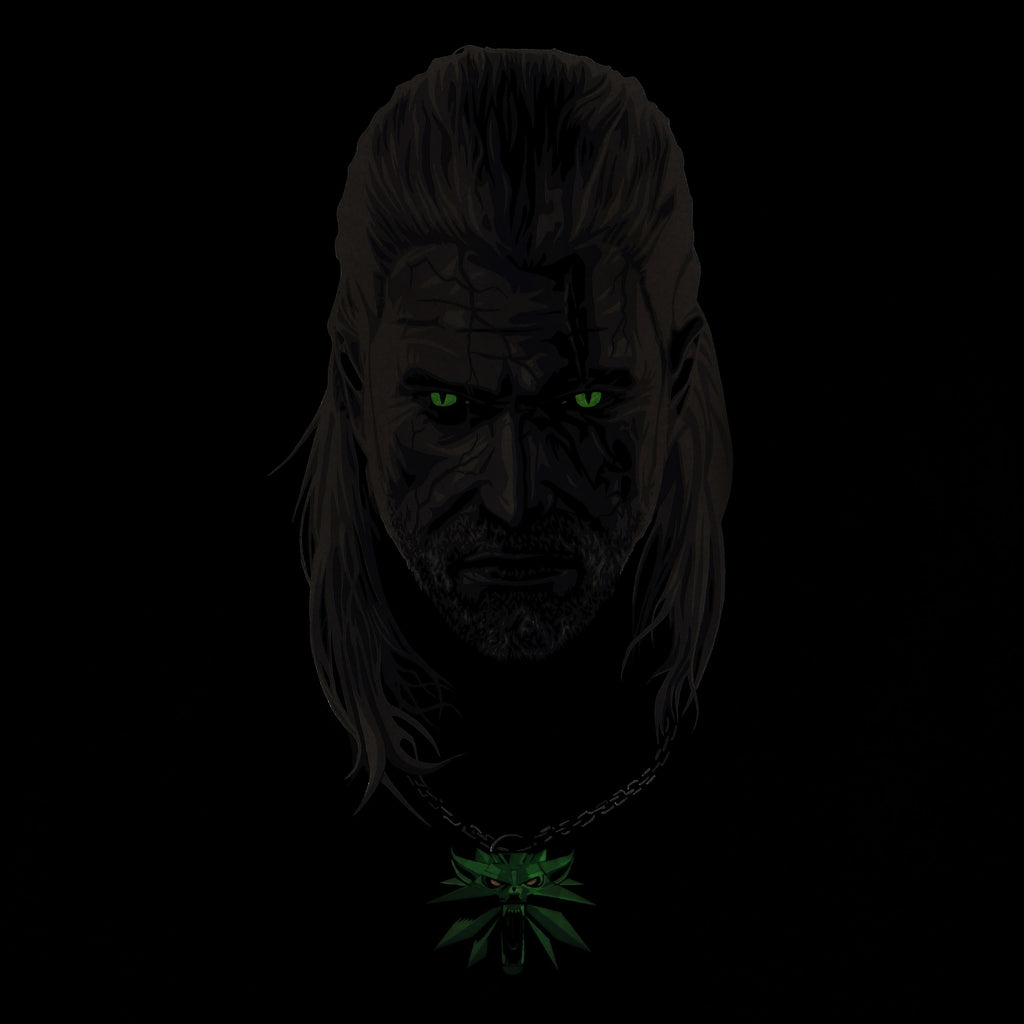 Imagen del producto Witcher - Camiseta negra de Geralt envenenado que brilla en la oscuridad