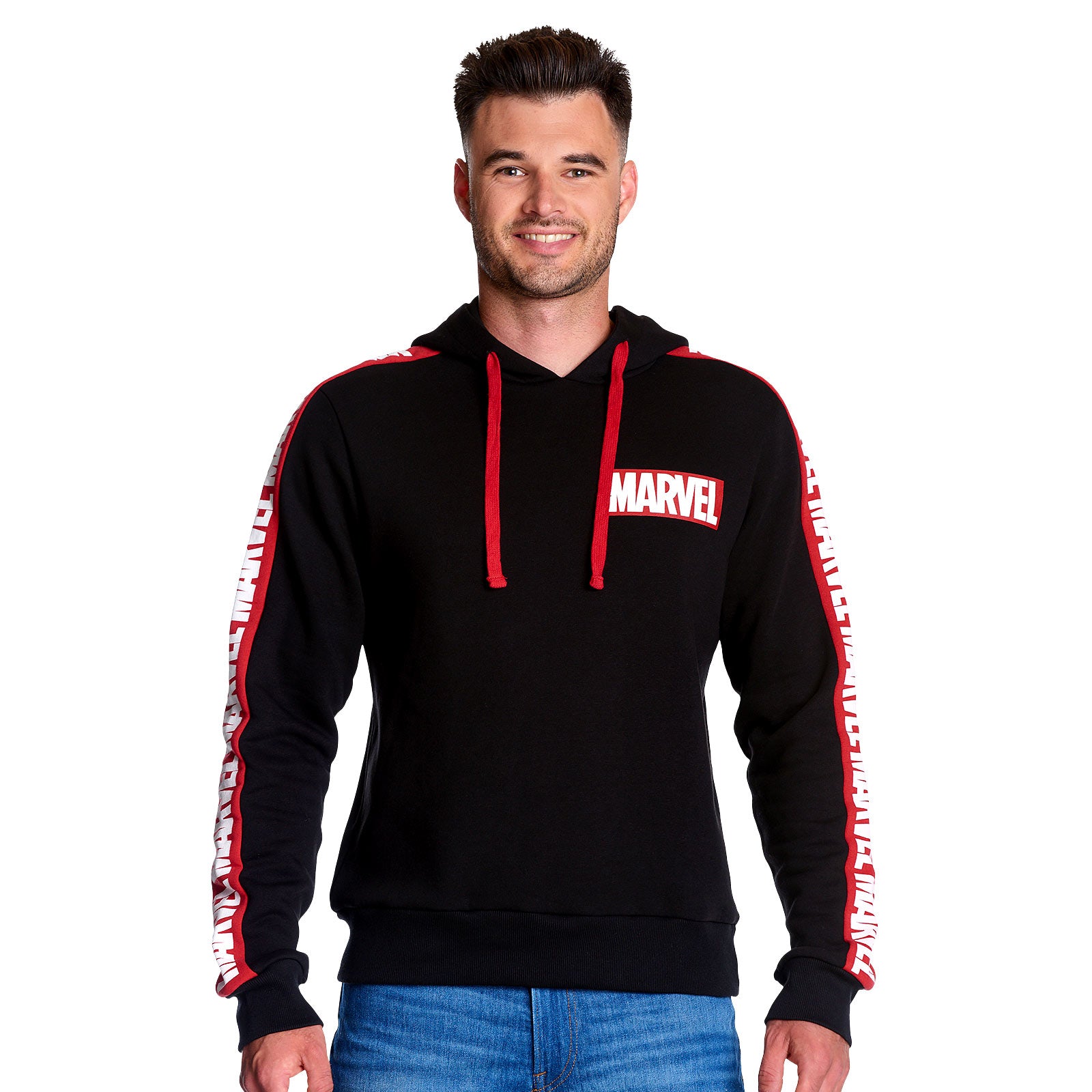 Imagen del producto Marvel - Sudadera con capucha y estampado en la manga negra