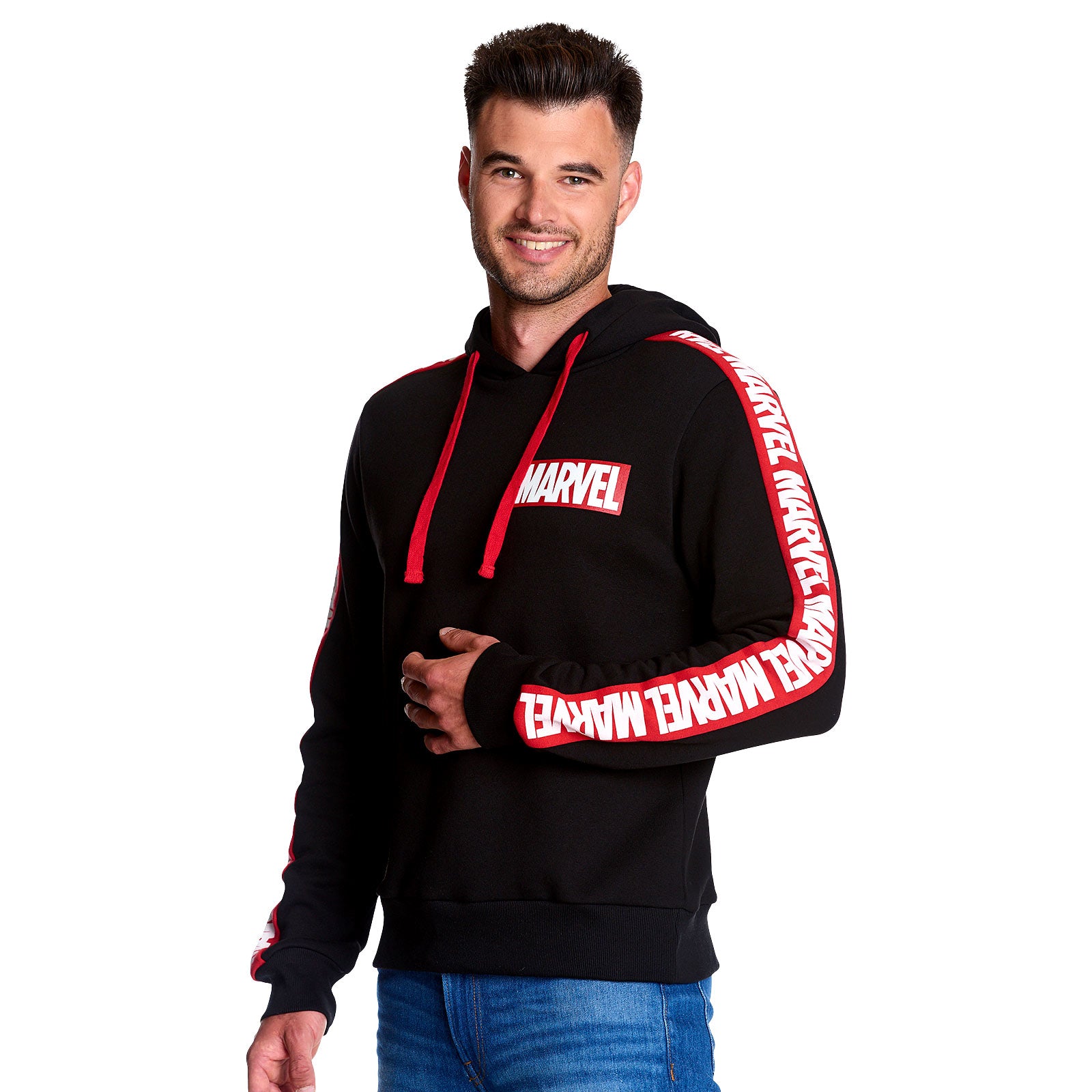 Imagen del producto Marvel - Sudadera con capucha y estampado en la manga negra