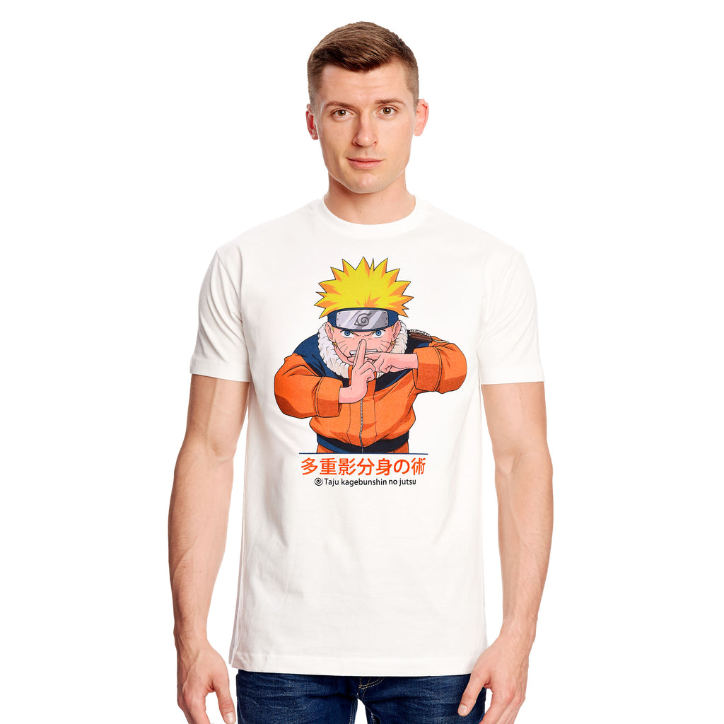 Imagen del producto Camiseta blanca Naruto Uzumaki Kage Bunshin no Jutsu
