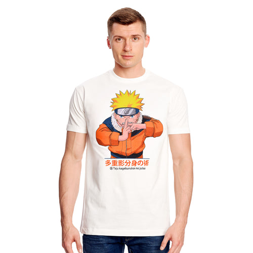 Imagen del producto Camiseta blanca Naruto Uzumaki Kage Bunshin no Jutsu