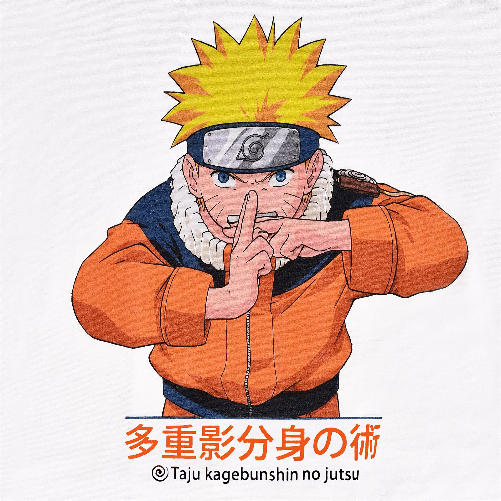 Imagen del producto Camiseta blanca Naruto Uzumaki Kage Bunshin no Jutsu