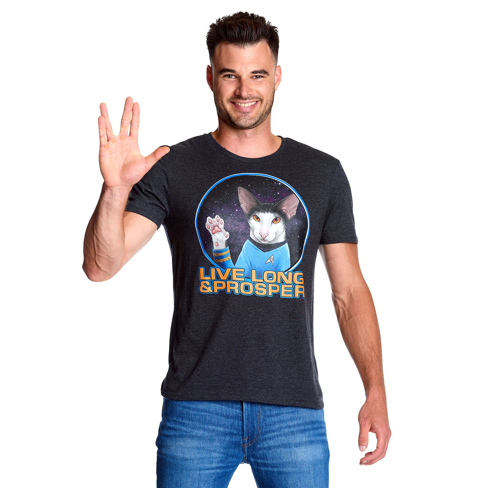 Imagen del producto Star Trek - Camiseta Cat Spock Live Long and Prosper gris