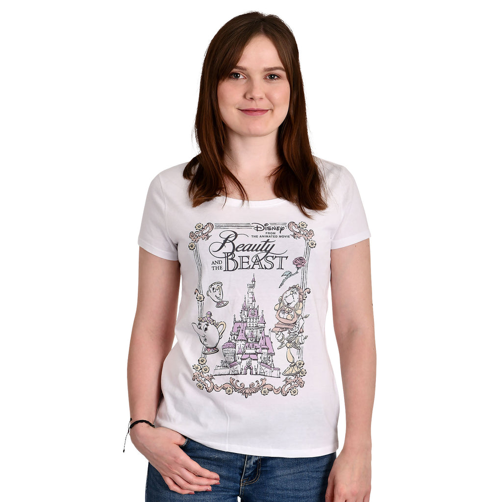 Imagen del producto La Bella y la Bestia - Camiseta de película para mujer en blanco