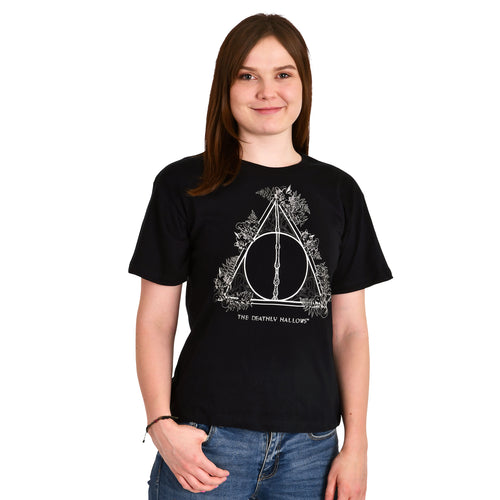 Imagen del producto Harry Potter - Camiseta Floral Deathly Hallows para Mujer Negra