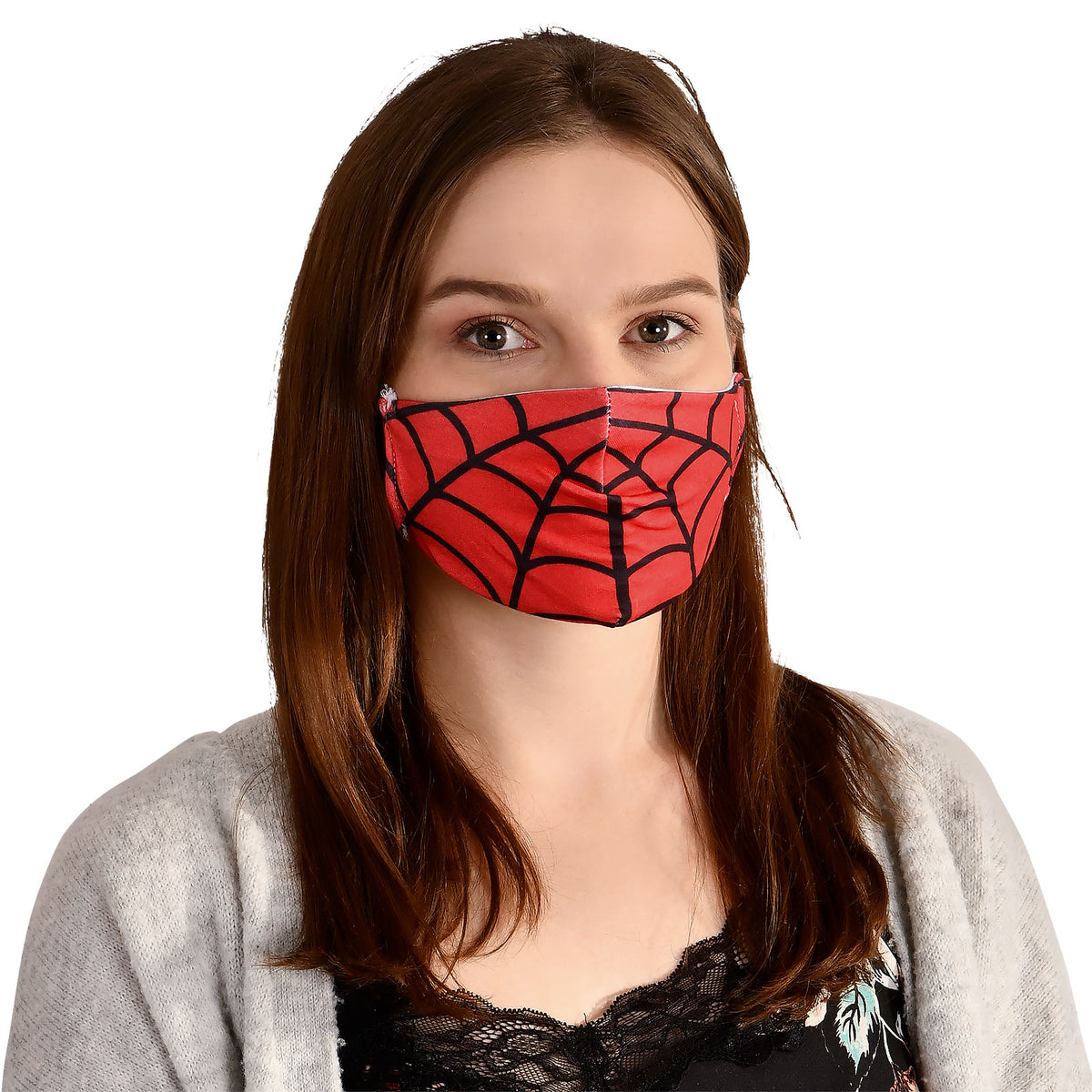 Imagen del producto Máscara facial de red de araña para fans de Spider-Man rojo